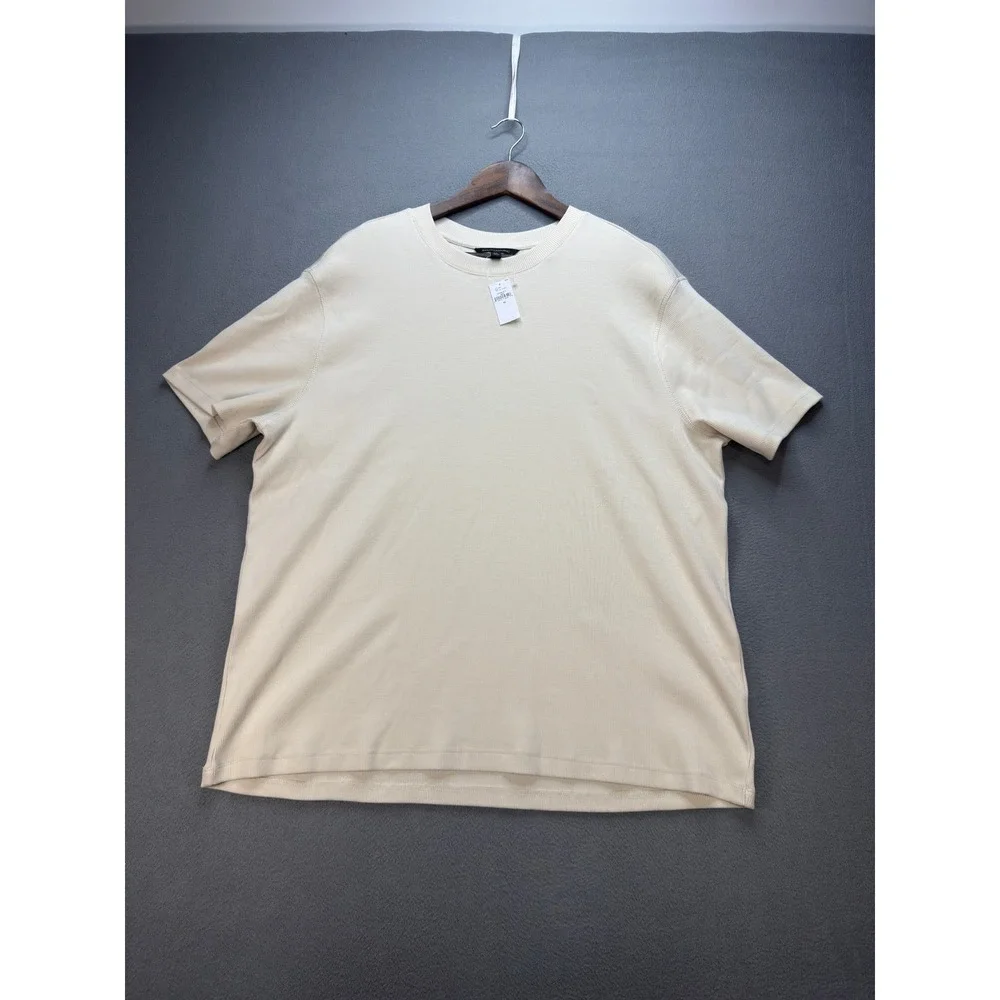 Banana Republic Mini Rib Slim T-Shirt XL Off White Ecru Short Sleeve Cotton Tee
